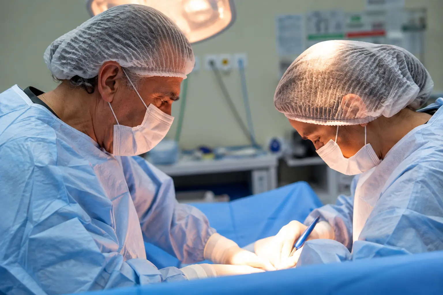 Equipe médica durante o parto